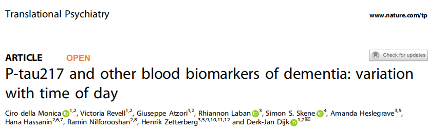 IVD前沿丨痴呆症血液生物标志物，24小时血浆水平的变化